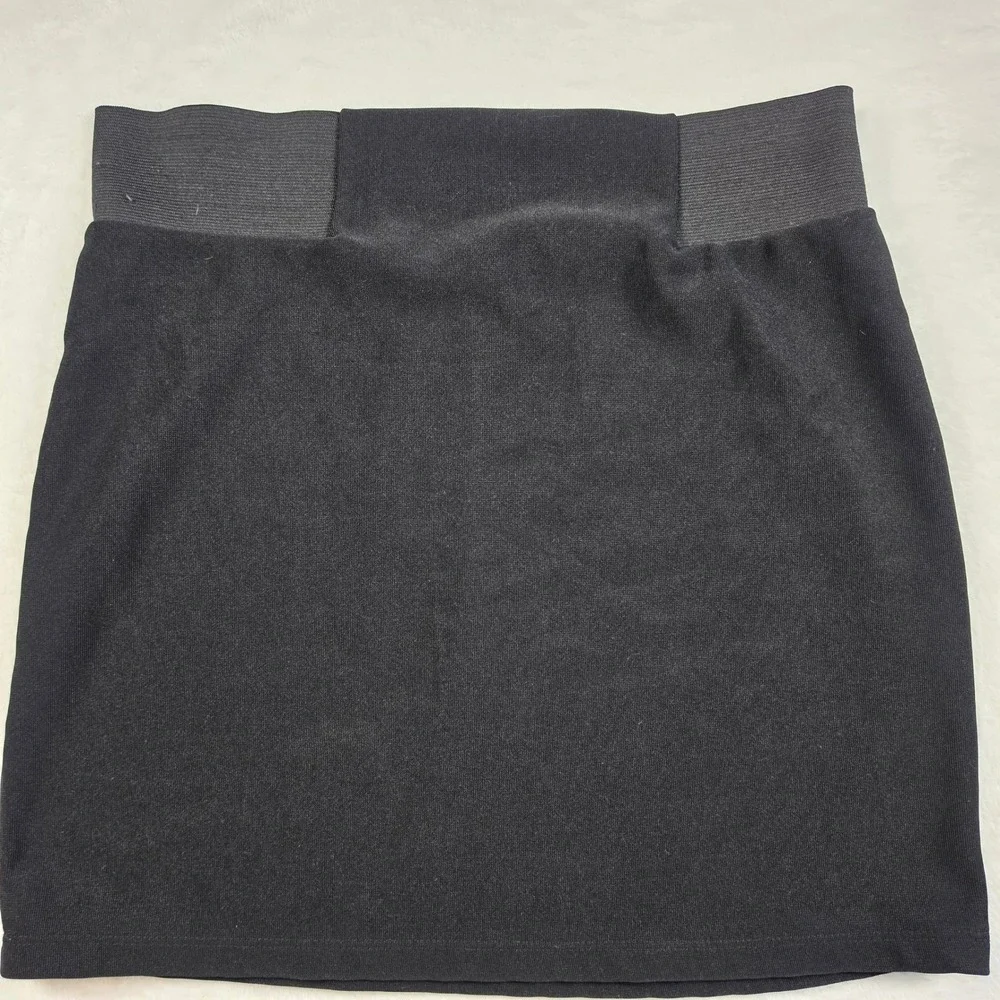 Twenty One Mini Skirt Womens L Black Excellent Elastic Waist Bodycon‎ Stretch